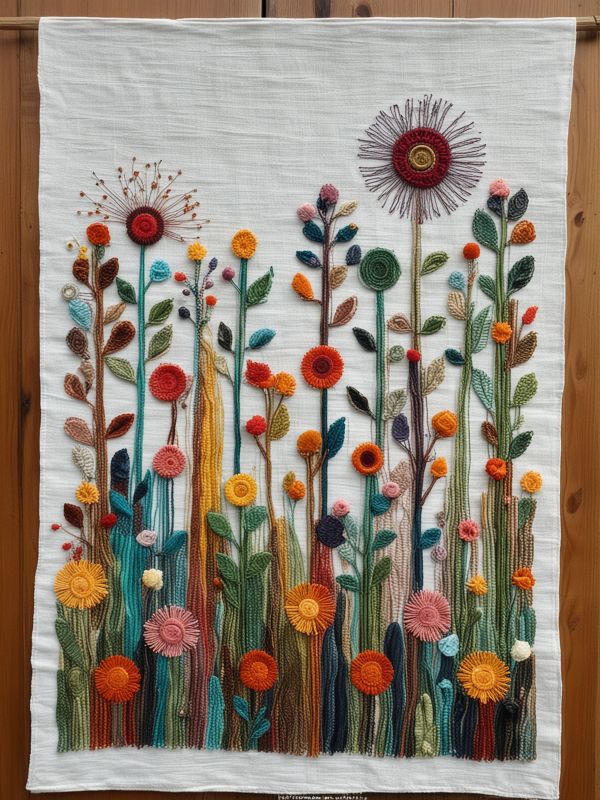 Textile art wall hanging