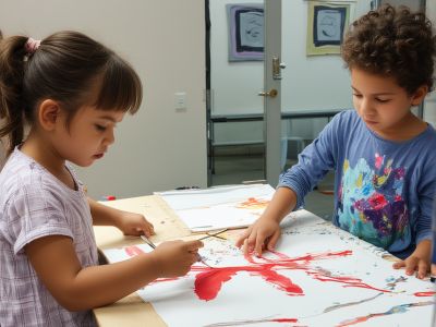 Children creating art in studio