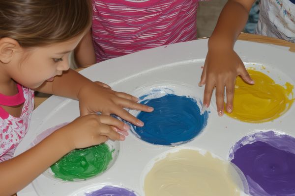 Children doing finger painting
