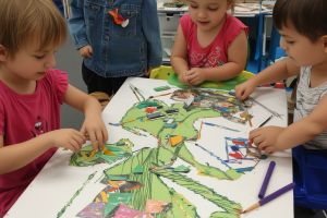 Children creating art together